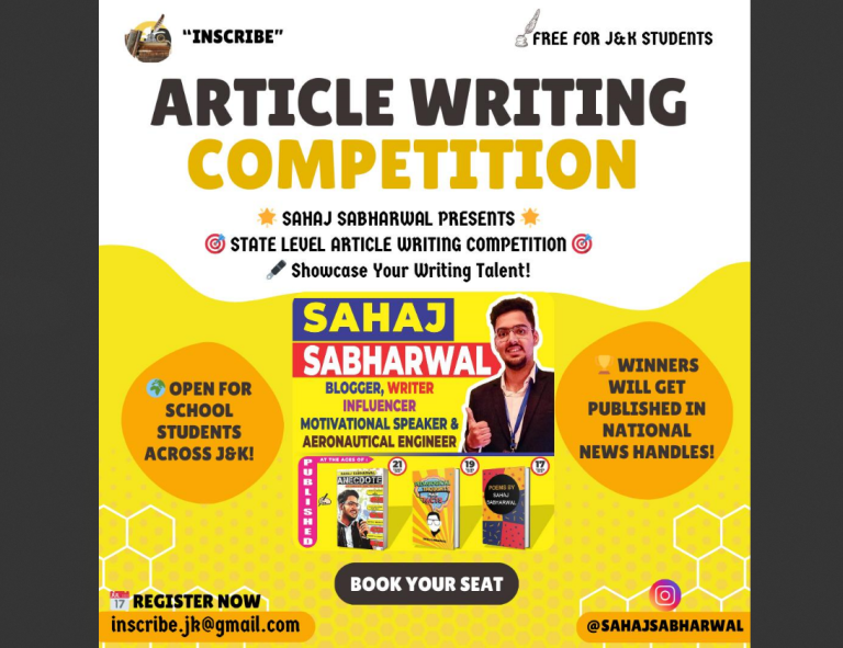 Inscribe and Sahaj Sabarwal Collaborate for an Article Writing Competition in J&K