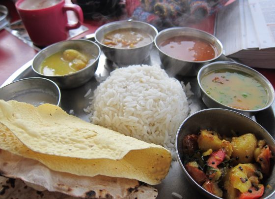 Traditional Indian thali meal
