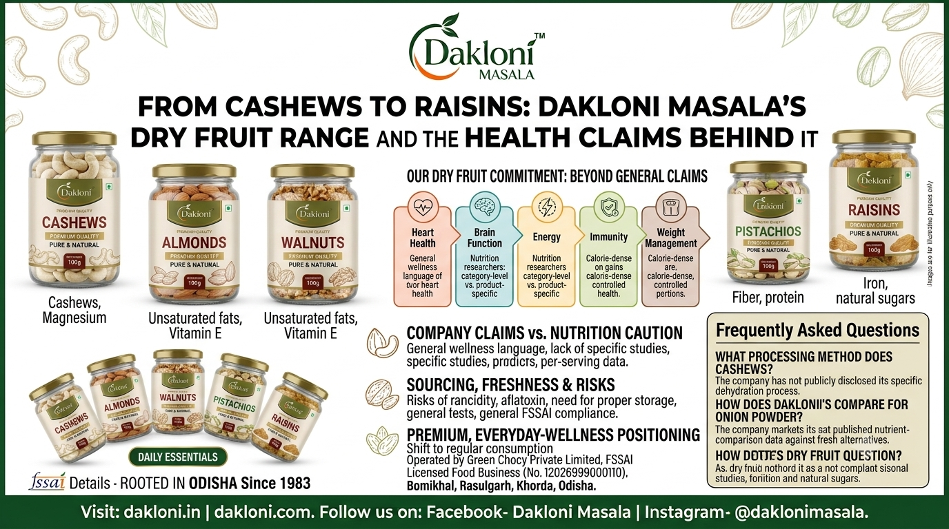 From Cashews to Raisins: Dakloni Masala’s Dry Fruit Range and the Health Claims Behind It